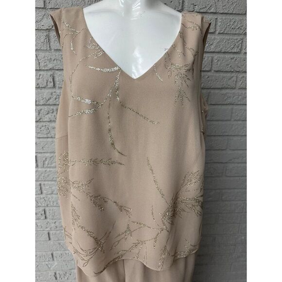 Dana Kay Women Beige Gold Mother of the Bride Formal 3 PCS Pant Suit Size 16W - Picture 4 of 15